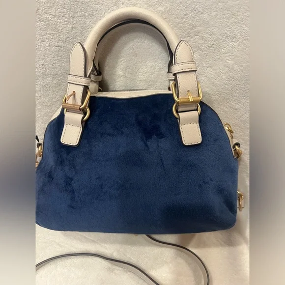 Juicy Couture “The Key to Juicy” Dome Satchel Crossbody | Navy Blue Velour Bag - Picture 4 of 6